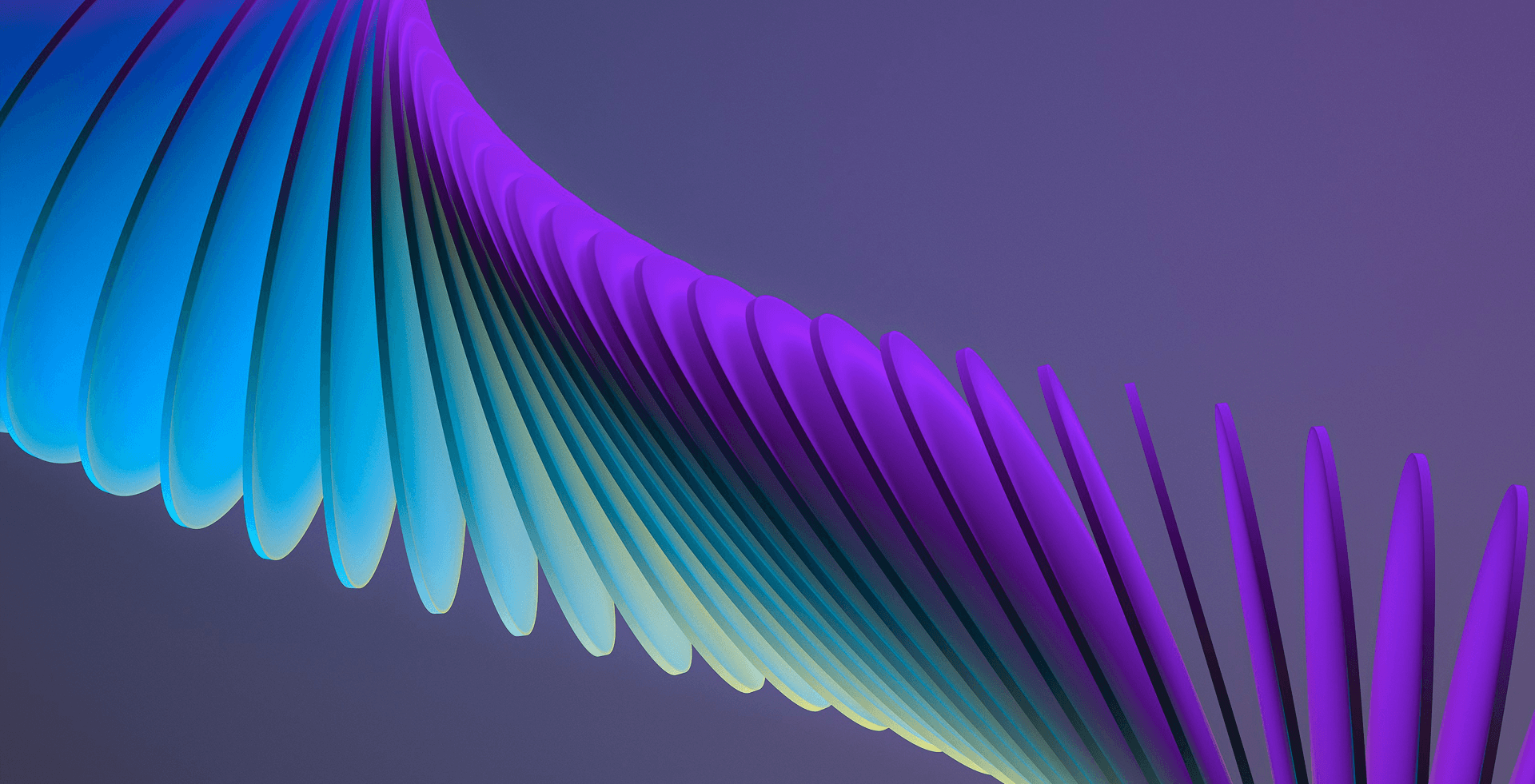 Abstract blue and purple feather-like structures